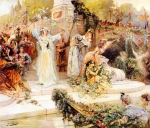 La Fete by Georges Jules Victor Clairin - Oil Painting Reproduction