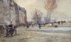 Le Quai Des Grands Augustins by Georges Jules Victor Clairin Oil Painting