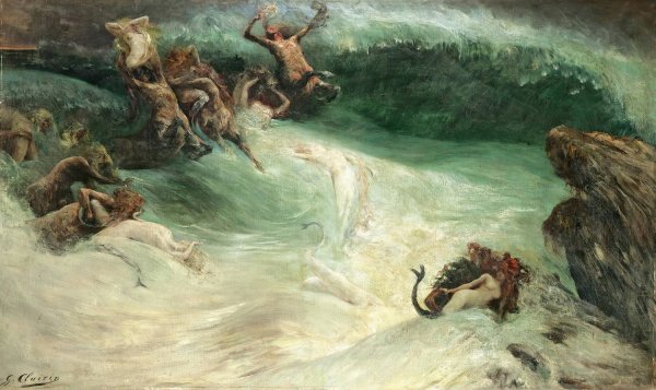 Main Product Photo of Naiades et Centaures dans les Vagues Painting by Georges Jules Victor Clairin