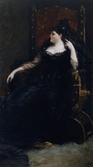Portrait de -Gabrielle Krauss by Georges Jules Victor Clairin Oil Painting
