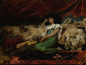 The Peacock Fan by Georges Jules Victor Clairin Oil Painting