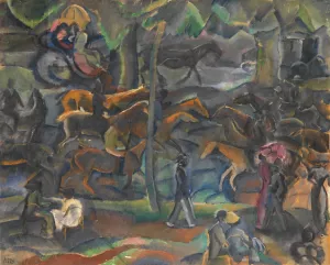 Reiter und Flaneure im Park by Georges Kars Oil Painting