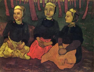 Three Breton Women in the Forest by Georges Lacombe - Oil Painting Reproduction