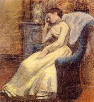 Julie Lemmen Sleeping in an Armchair by Georges Lemmen Oil Painting
