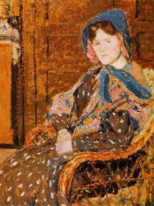 Seated Young Woman in a Blue Hat by Georges Lemmen Oil Painting