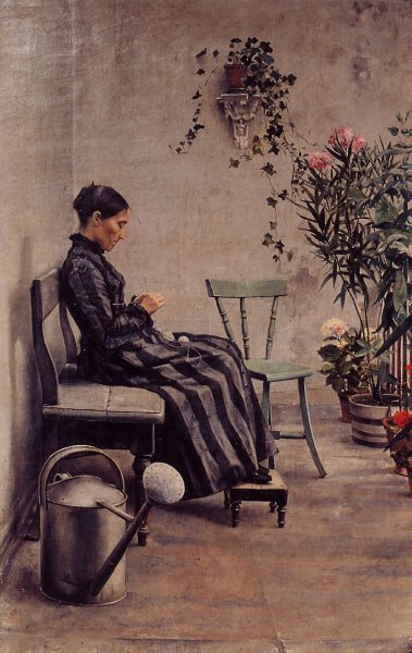 Main Product Photo of The Knitter Painting by Georges Lemmen