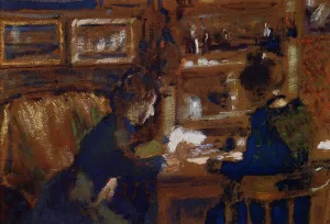 Two Women in an Interior by Georges Lemmen Oil Painting