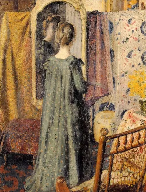 Woman Standing in Front of the Mirror also known as Madame Georges Lemmen by Georges Lemmen Oil Painting