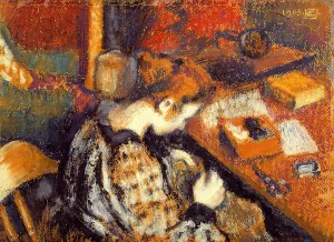 Young Woman Sewing by Georges Lemmen - Oil Painting Reproduction
