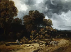 A Landscape with Fallen Trees by Georges Michel Oil Painting