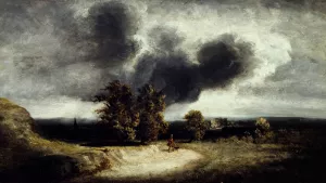 Paysage des environs de Paris. by Georges Michel Oil Painting