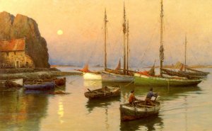 Back To The Quay by Georges-Philibert Maroniez Oil Painting