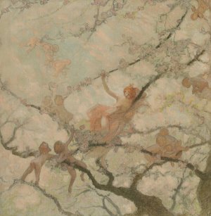 Femme et enfants dans des branchages by Georges Picard Oil Painting