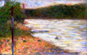 A River Bank, the Seine at Asnieres by Georges Seurat Oil Painting