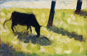 Black Cow in a Meadow by Georges Seurat Oil Painting