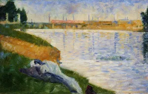 Clothing On The Grass Oil painting by Georges Seurat