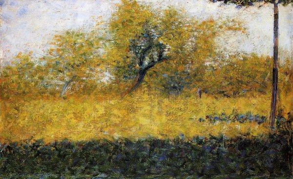 Edge of Wood, Springtime by Georges Seurat - Hand-Painted Oil Painting Reproduction