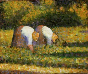 Farm Women at Work by Georges Seurat - Oil Painting Reproduction
