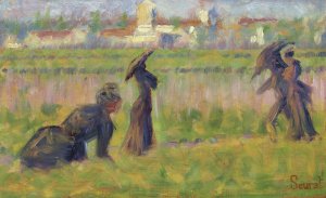 Figures in a Landscape by Georges Seurat Oil Painting