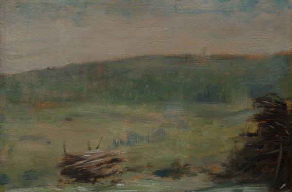 Landscape at Saint-Ouen  by Georges Seurat - Hand-Painted Oil Painting Reproduction