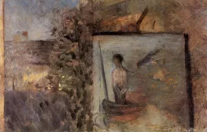 Landscape with Copy after 'Le Pauvre Pecheur' painting by Georges Seurat