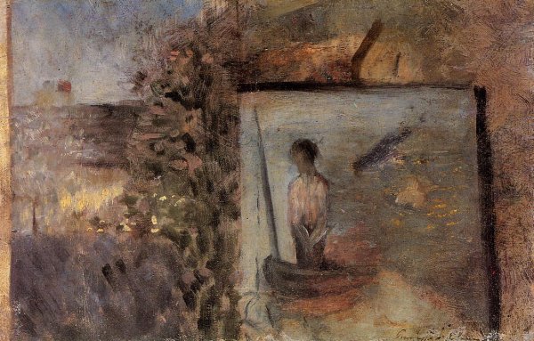 Main Product Photo of Landscape with Copy after 'Le Pauvre Pecheur' Painting by Georges Seurat