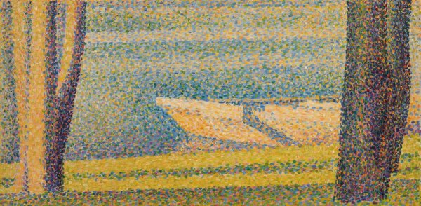 Moored Boats and Trees by Georges Seurat - Hand-Painted Oil Painting Reproduction