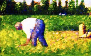 Peasant Working by Georges Seurat - Oil Painting Reproduction