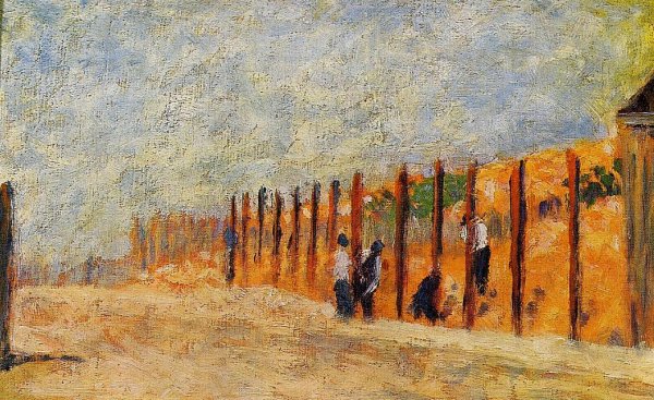 Main Product Photo of Peasants Driving Stakes Painting by Georges Seurat