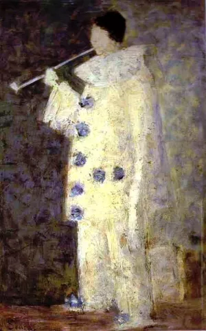 Pierrot with a White Pipe Oil painting by Georges Seurat