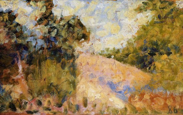Pink Landscape by Georges Seurat - Hand-Painted Oil Painting Reproduction