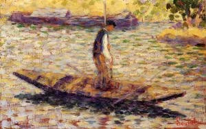 Riverman also known as Fisherman by Georges Seurat - Oil Painting Reproduction