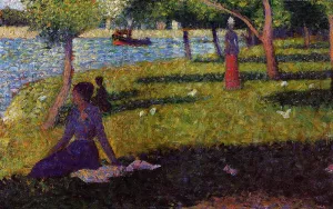 Seated and Standing Woman by Georges Seurat - Oil Painting Reproduction