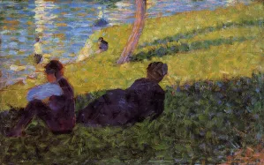 Seated Man, Reclining Woman Oil painting by Georges Seurat