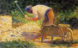 Stone Breaker and Wheelbarrow, Le Raincy by Georges Seurat - Oil Painting Reproduction