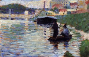 The Bridge - View of the Seine Oil painting by Georges Seurat