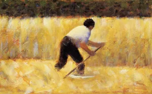 The Mower by Georges Seurat - Oil Painting Reproduction