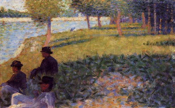 Three Men Seated by Georges Seurat - Hand-Painted Oil Painting Reproduction