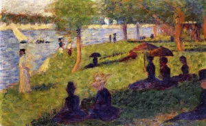 Woman Fishing and Seated Figures Oil painting by Georges Seurat
