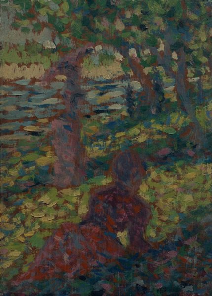 Woman in a Park by Georges Seurat - Hand-Painted Oil Painting Reproduction