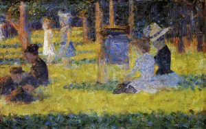 Woman Seated and Baby Carriage by Georges Seurat Oil Painting