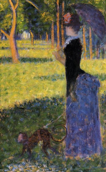 Main Product Photo of Woman with a Monkey Painting by Georges Seurat