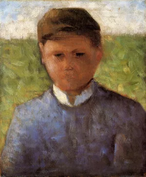 Young Peasant in Blue Oil painting by Georges Seurat