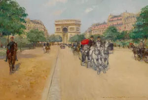 Along The Champs-elysees by Georges Stein Oil Painting
