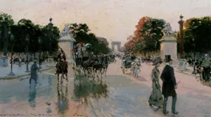 Les Champs Elysees au Petit Matin by Georges Stein Oil Painting