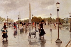 Place De La Concorde by Georges Stein Oil Painting