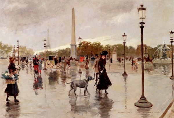 Place De La Concorde by Georges Stein - Hand-Painted Oil Painting Reproduction