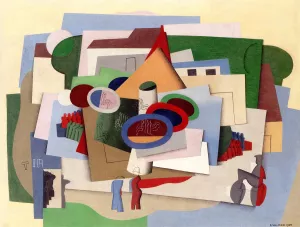 The village fun fair by Georges Valmier Oil Painting