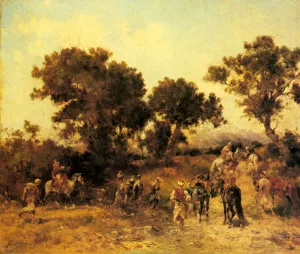 An Arab Hunting Party by Georges Washington Oil Painting