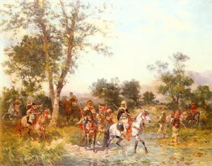 Cavaliers Arabes A L'Abreuvoir by Georges Washington - Oil Painting Reproduction